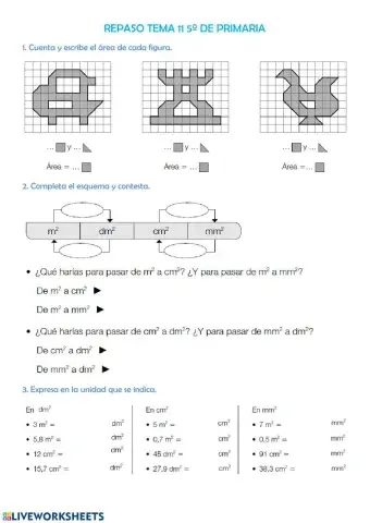 Repaso unidades de superficie 5º