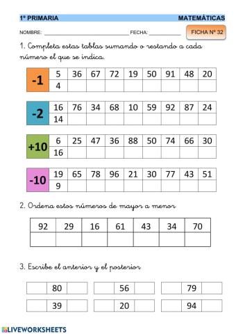 Matemáticas 1º - ficha 32