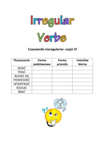 Irregualar verbs -part 6