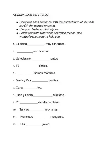 Vamos a practicar con ser y unos adjetivos