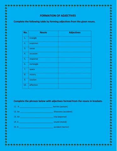 Formation of Adjectives