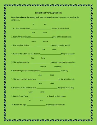 Subject and Verb Agreement