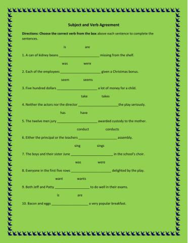 Subject and Verb Agreement