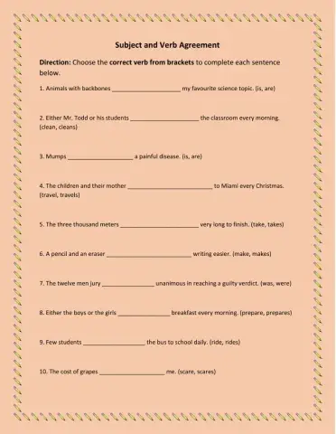 Subject and Verb Agreement 3