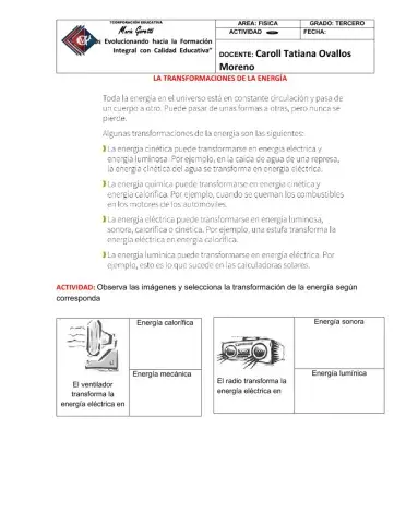 Transformaciones de la energìa