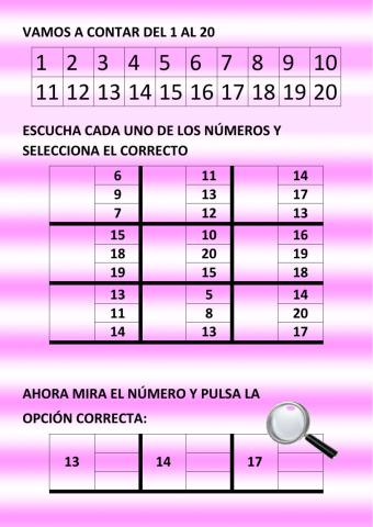 Numeración hasta 20 con audio