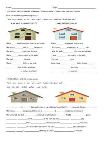 Describing a damaged and repaired house