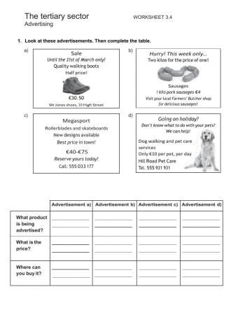 Unit 3 Tertiary Sector: Advertising