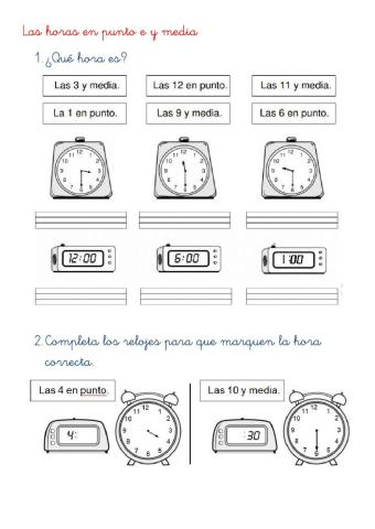 Horas en punto e y media