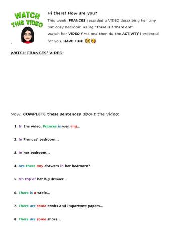 There is-there are and prepositions of place video activity