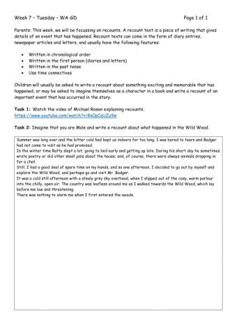 Wind in the Willows - Chapter 3 - recount