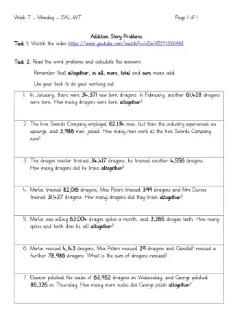 Addition - word problems