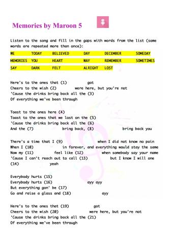 Memories by maroon 5