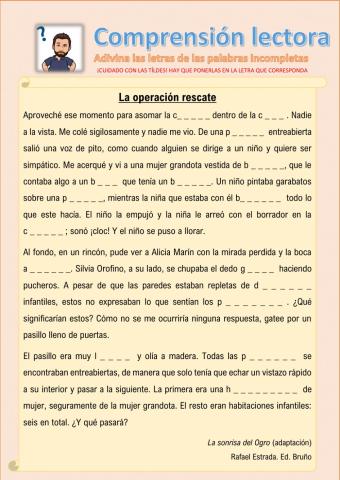 Ejercicio de comprensión lectora