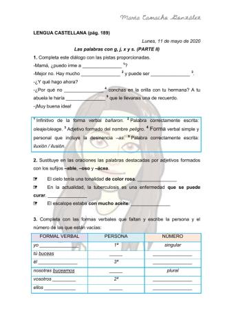 Las palabras con g, j, x y s