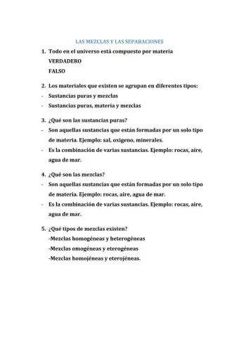 Las mezclas y separaciones