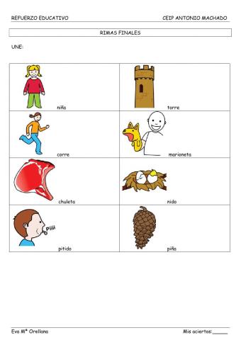 Conciencia fonológica: rimas finales