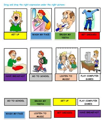 Daily activities -drag&drop (colours)