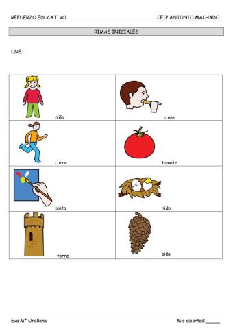 Conciencia fonológica: rimas iniciales