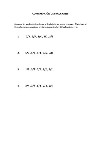 Comparación de fracciones
