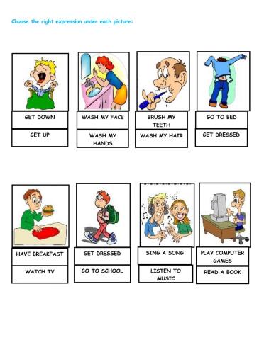 Daily activities -choose