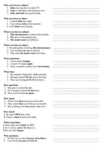 Making question worksheet