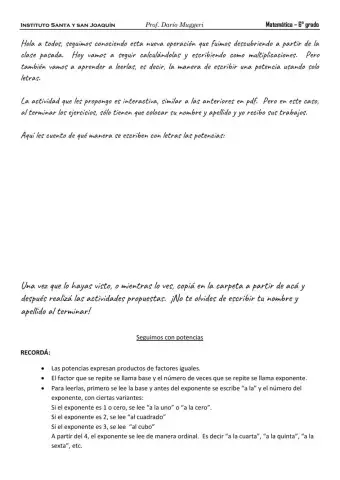 Potenciación: repaso y lectura