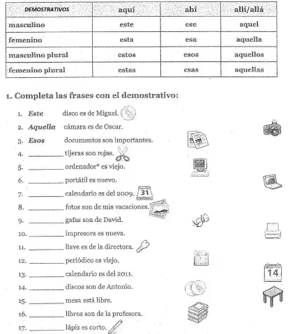 Demostrativos y muebles