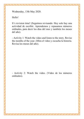 Wednesday, 13th May 2020