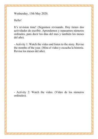 Wednesday,13th May 2020