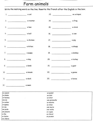 Les animaux de la ferme