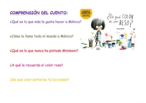 Comprensión lectora cuento¿De qué color es un beso?