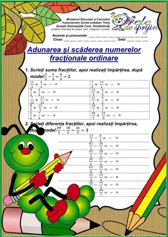 Adunarea și scăderea numerelor fracționale ordinare cu numitor comun