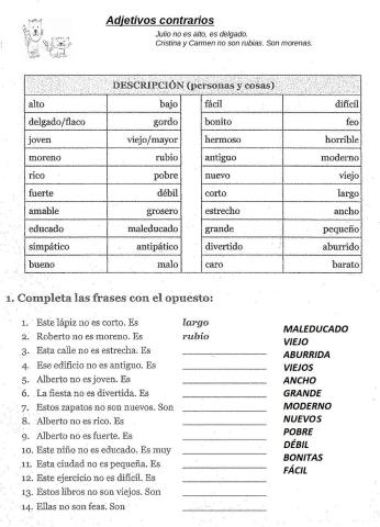 Adjetivos contrarios