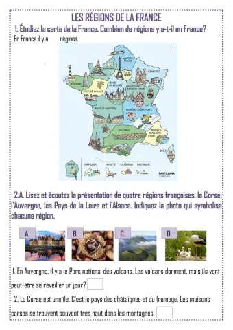 Les régions de la France. 5 classe