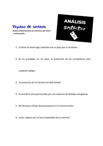 Repaso de sintaxis de la oración simple