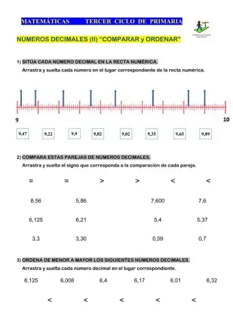 Números Decimales (II) Comparar y ordenar