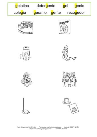 Escribe palabras con ge gi