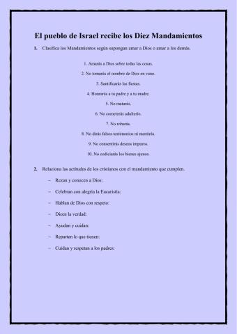 El pueblo de Israel recibe los Diez Mandamientos 5º