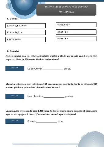 Matematicas del 25 al 29 de mayo