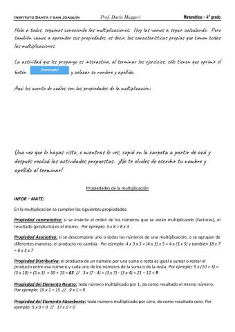 Propiedades de la multiplicación