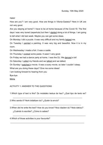 Reading - regular verbs