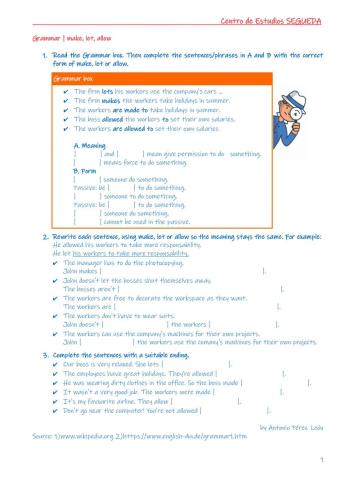 Use of make, let and allow