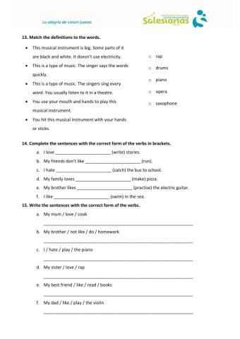 Music - like, don't like, hate, love + -ing