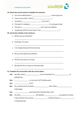 Adjectives - emotions - past simple of be