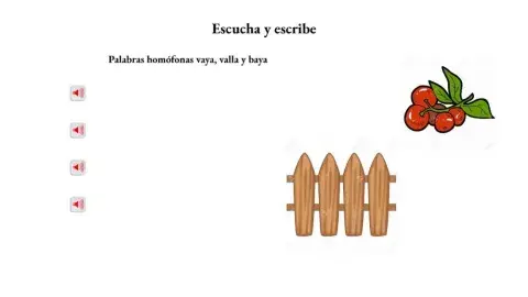 Dictado. Palabras homofonas (vaya,baya y valla)