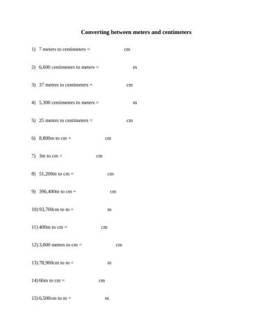 Converting between meters and centimeters