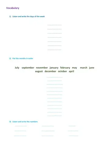 Days, months and numbers