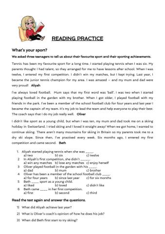 Reading practice