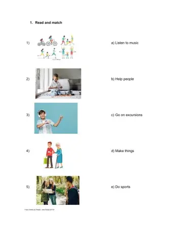 3º Free time activities 1 (Read and Match)